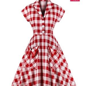 Retro Stage Red 1950s Pockets Dress